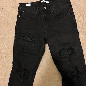 Skinny distressed black jeans 33x32